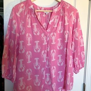 Crown & Ivy Pink Lobster Peasant